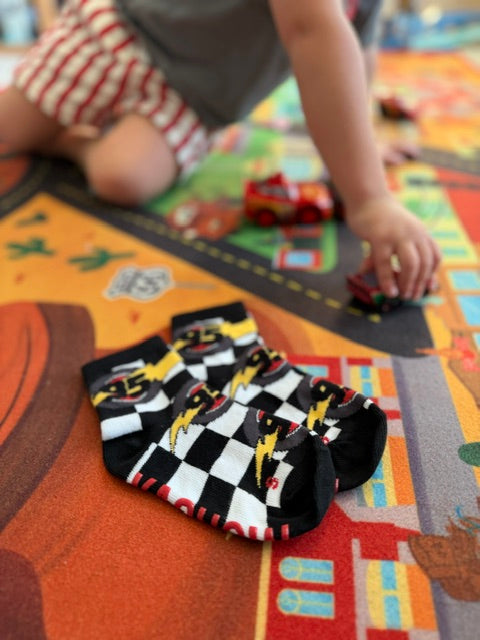 Kachow V2 Kids and Family Socks | Graphic Checker Crew Socks