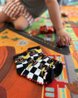 Kachow V2 Kids and Family Socks | Graphic Checker Crew Socks