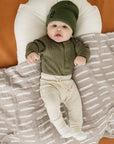 Winter Green Organic Snap Long Sleeve Ribbed Bodysuit