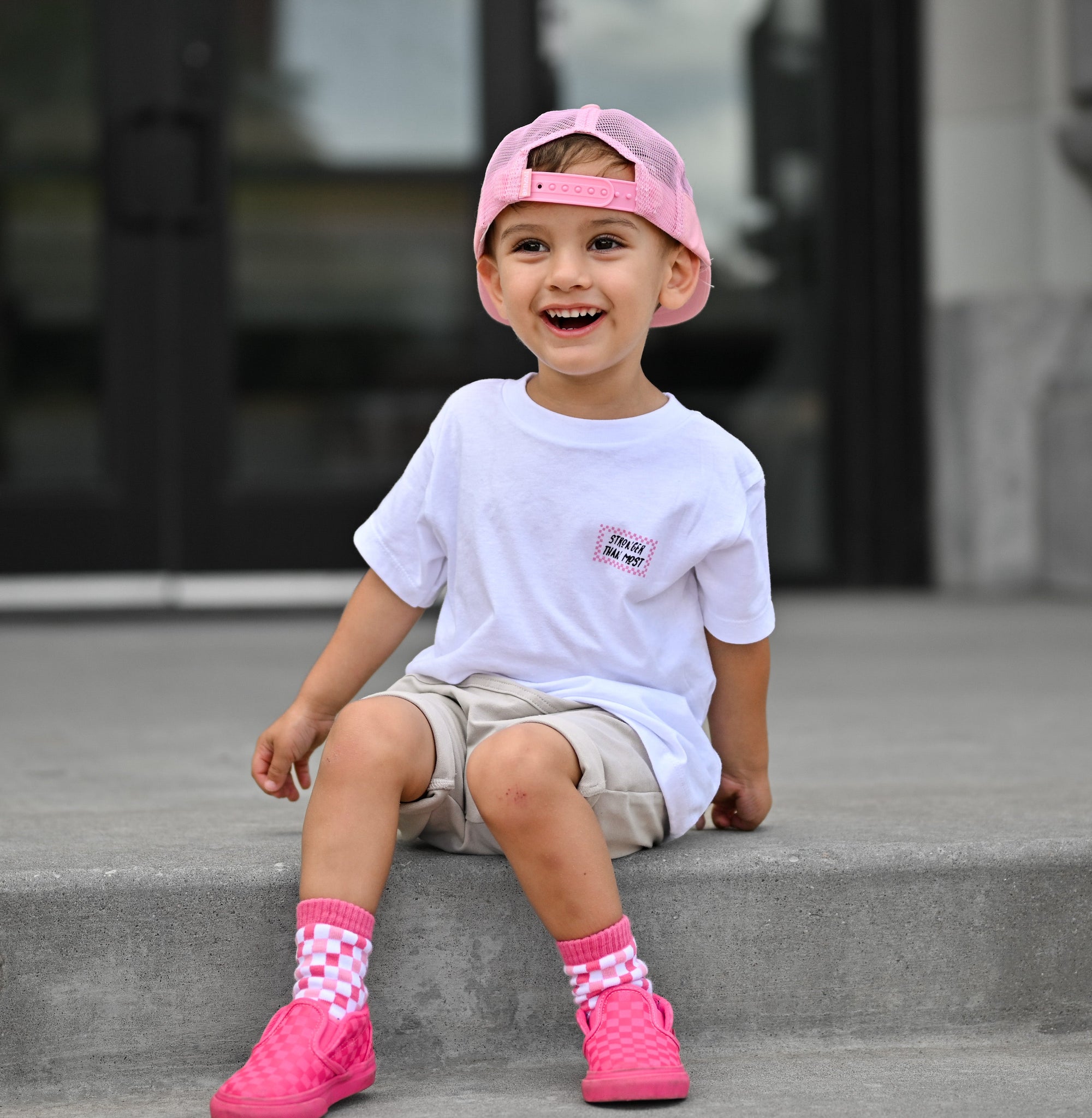 Pink Checkered Kids Socks | Trendy Toddler &amp; Youth Crew Socks