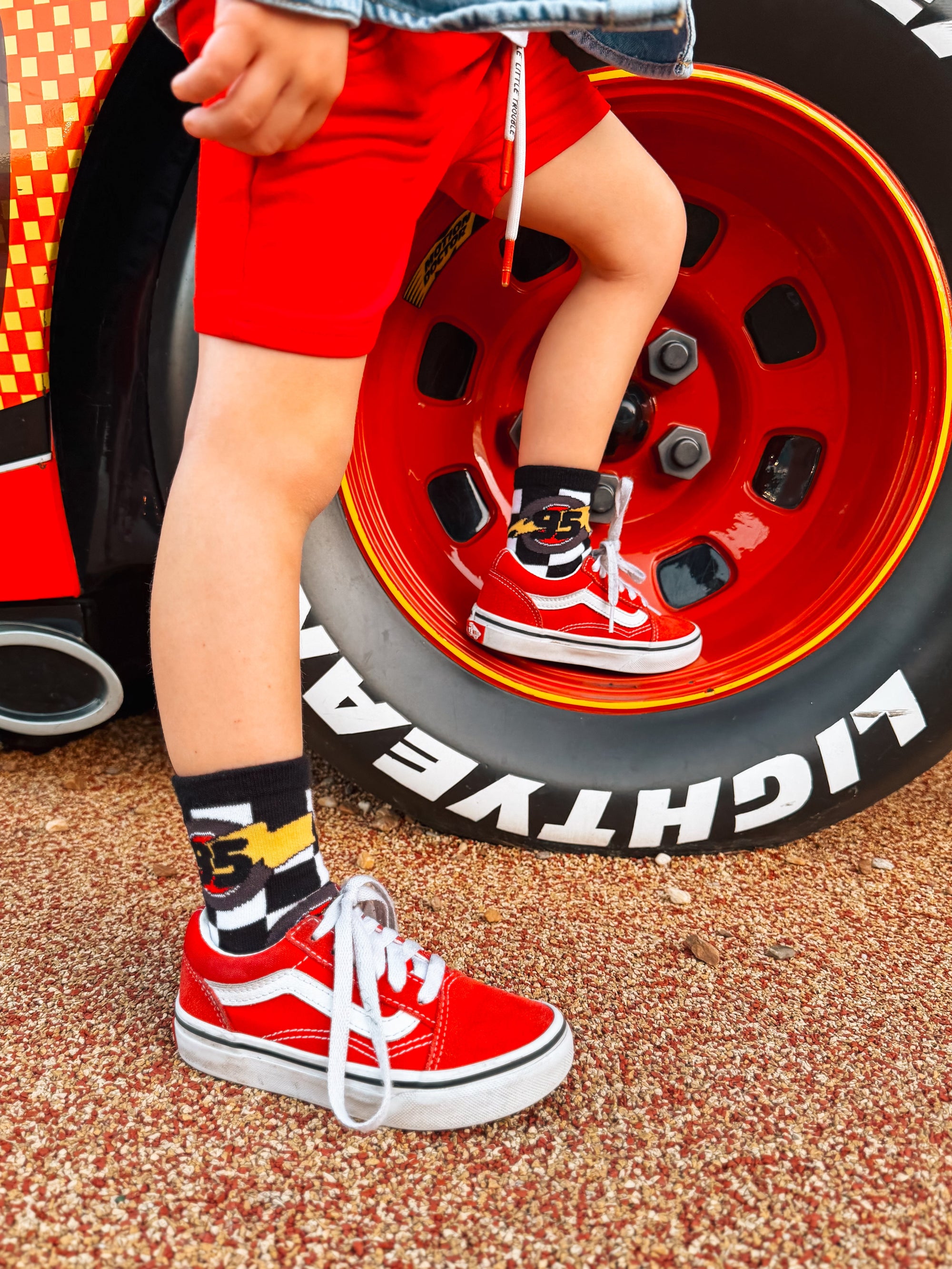 Kachow V2 Kids and Family Socks | Graphic Checker Crew Socks