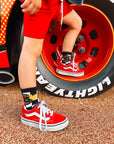 Kachow V2 Kids and Family Socks | Graphic Checker Crew Socks