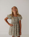 Children Girl Peasant Bubble Sleeve Dress