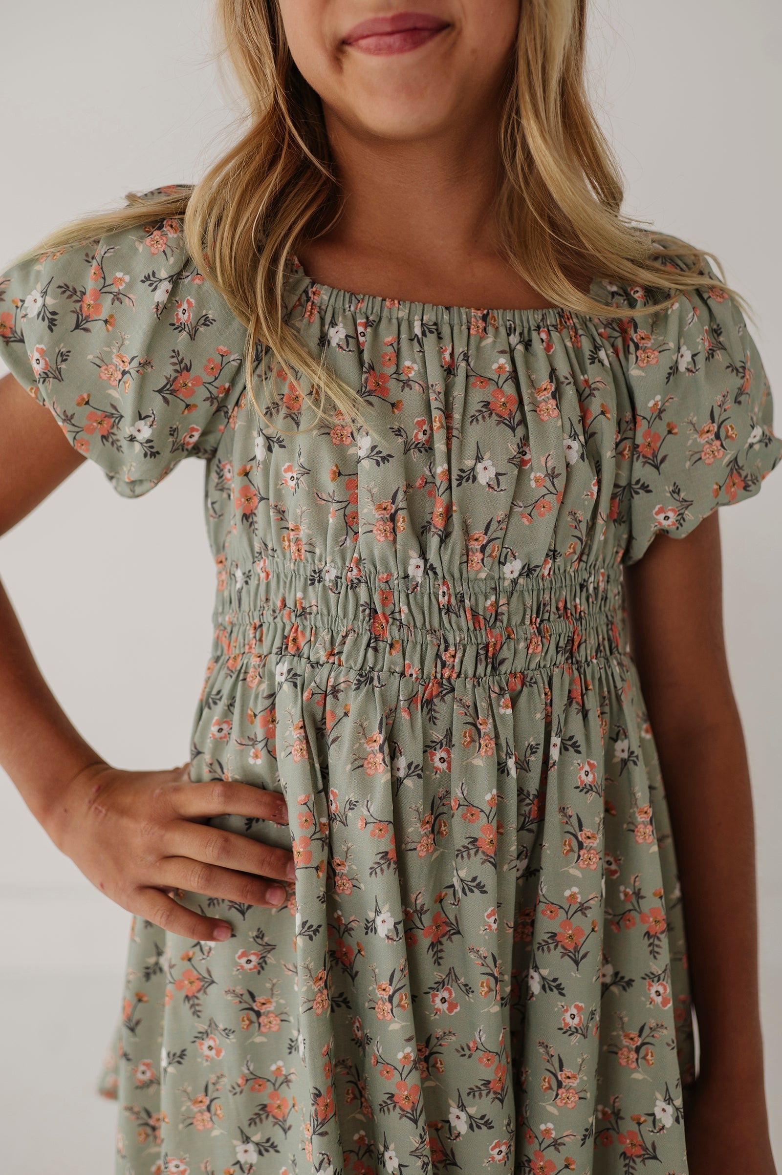 Children Girl Peasant Bubble Sleeve Dress