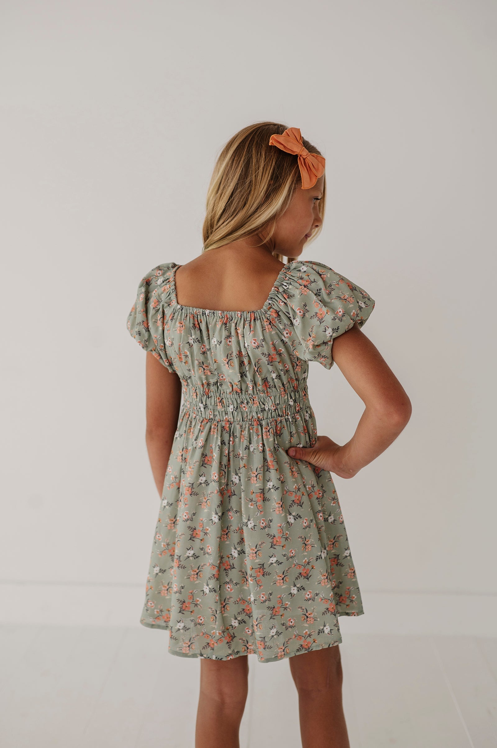 Children Girl Peasant Bubble Sleeve Dress