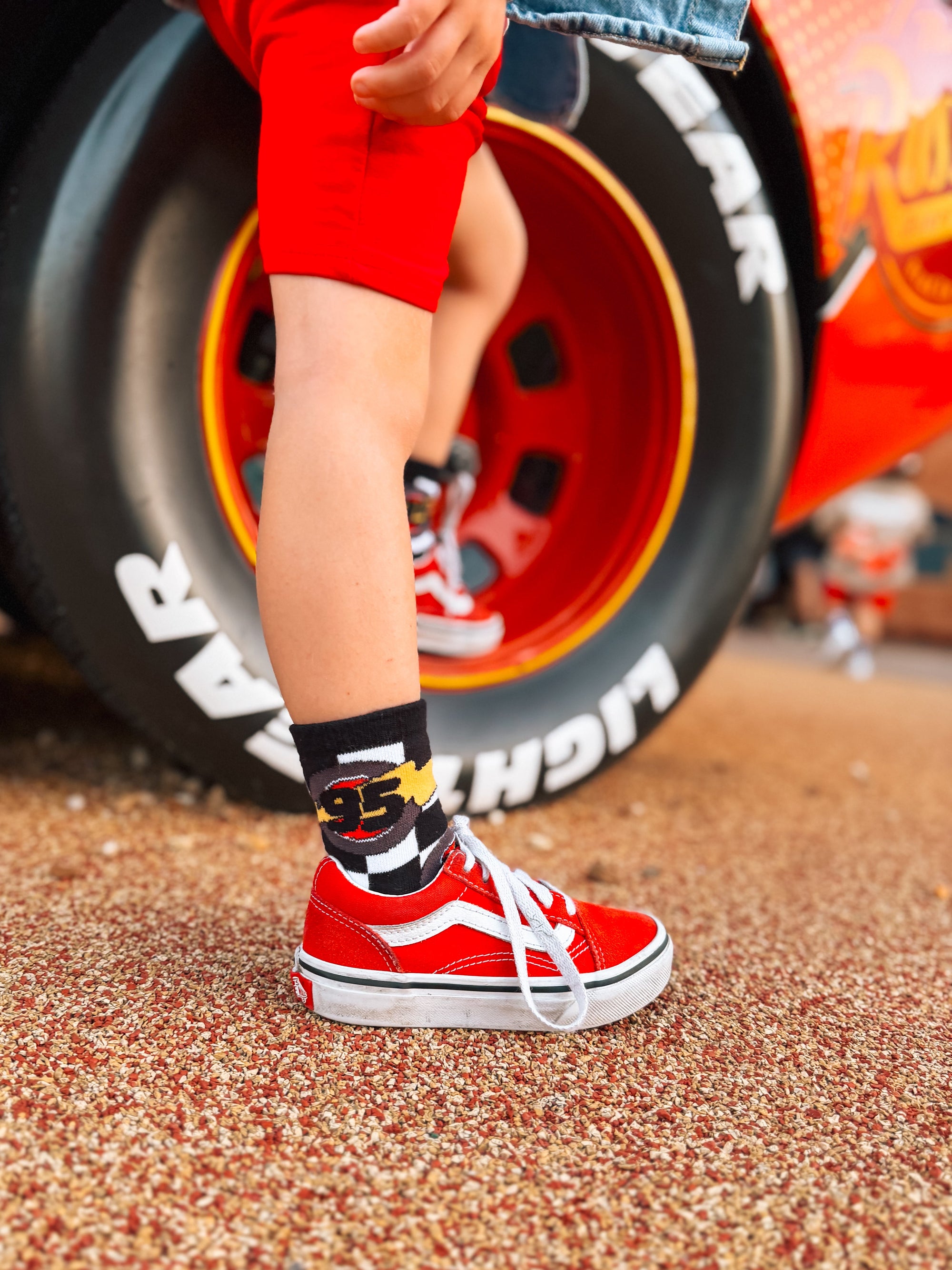 Kachow V2 Kids and Family Socks | Graphic Checker Crew Socks