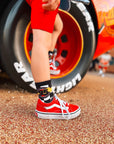 Kachow V2 Kids and Family Socks | Graphic Checker Crew Socks