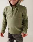 Boy's 3/4 Fleece Zip Sweatshirt