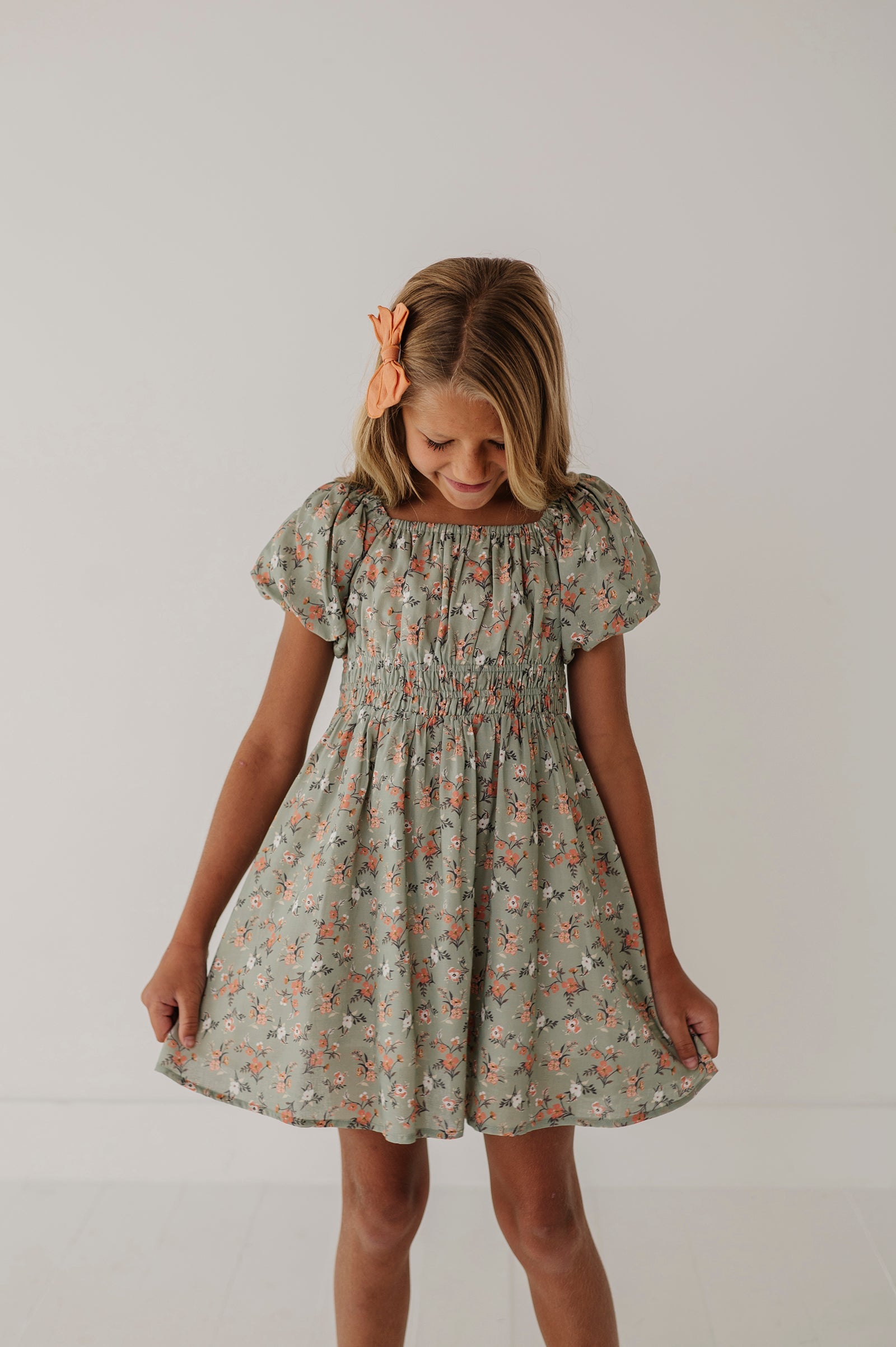 Children Girl Peasant Bubble Sleeve Dress