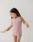 Girl's Zip Rash Guard Swimsuit