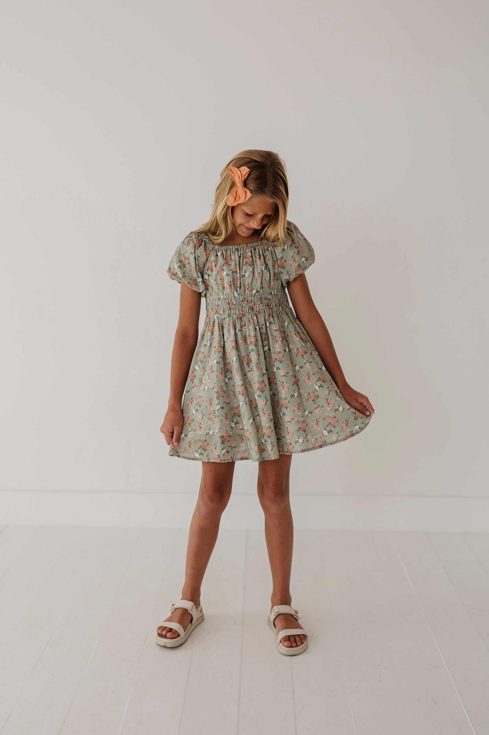 Children Girl Peasant Bubble Sleeve Dress
