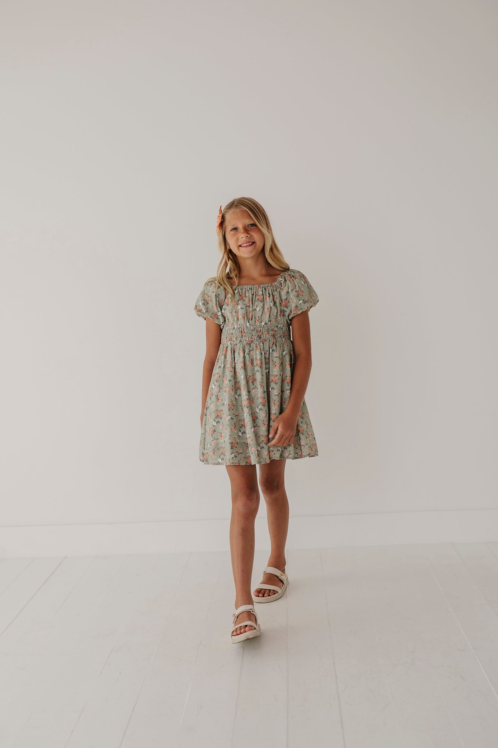 Children Girl Peasant Bubble Sleeve Dress