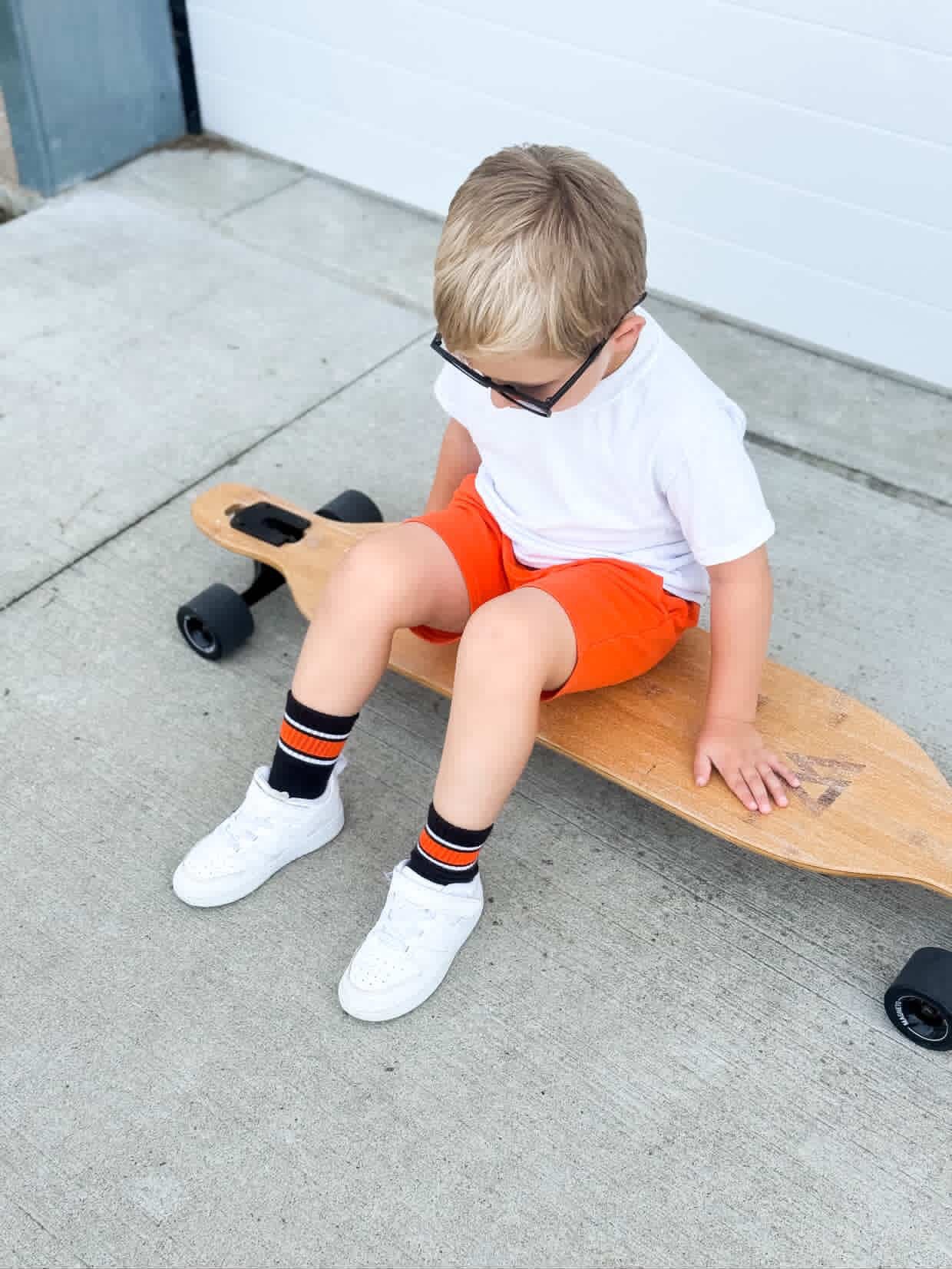 Orange Stripe Kids and Family Socks | Sport Stripe Crew Socks
