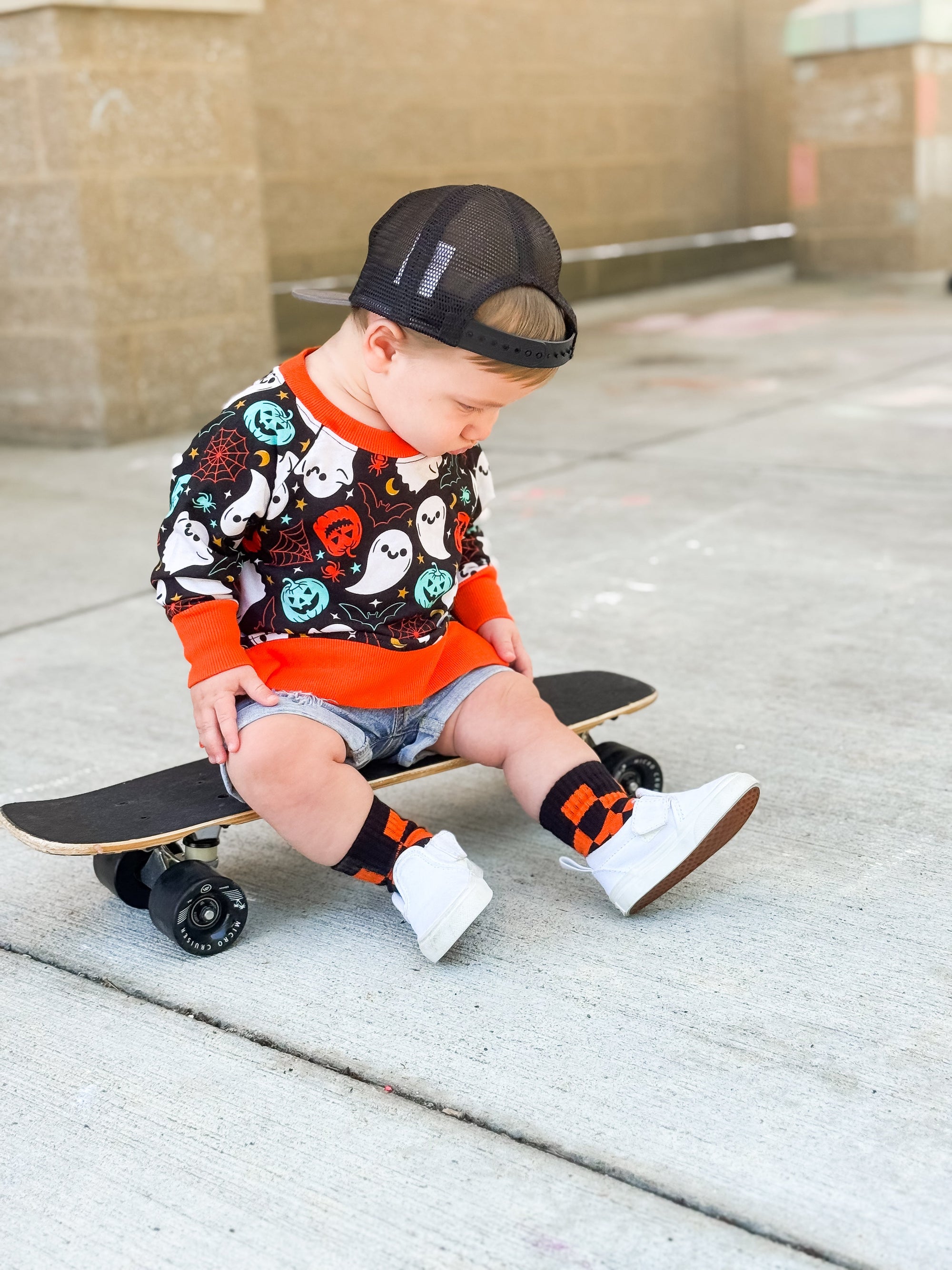 Orange and Black Check Kids and Family Socks | Checker Crew Socks