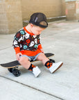 Orange and Black Check Kids and Family Socks | Checker Crew Socks