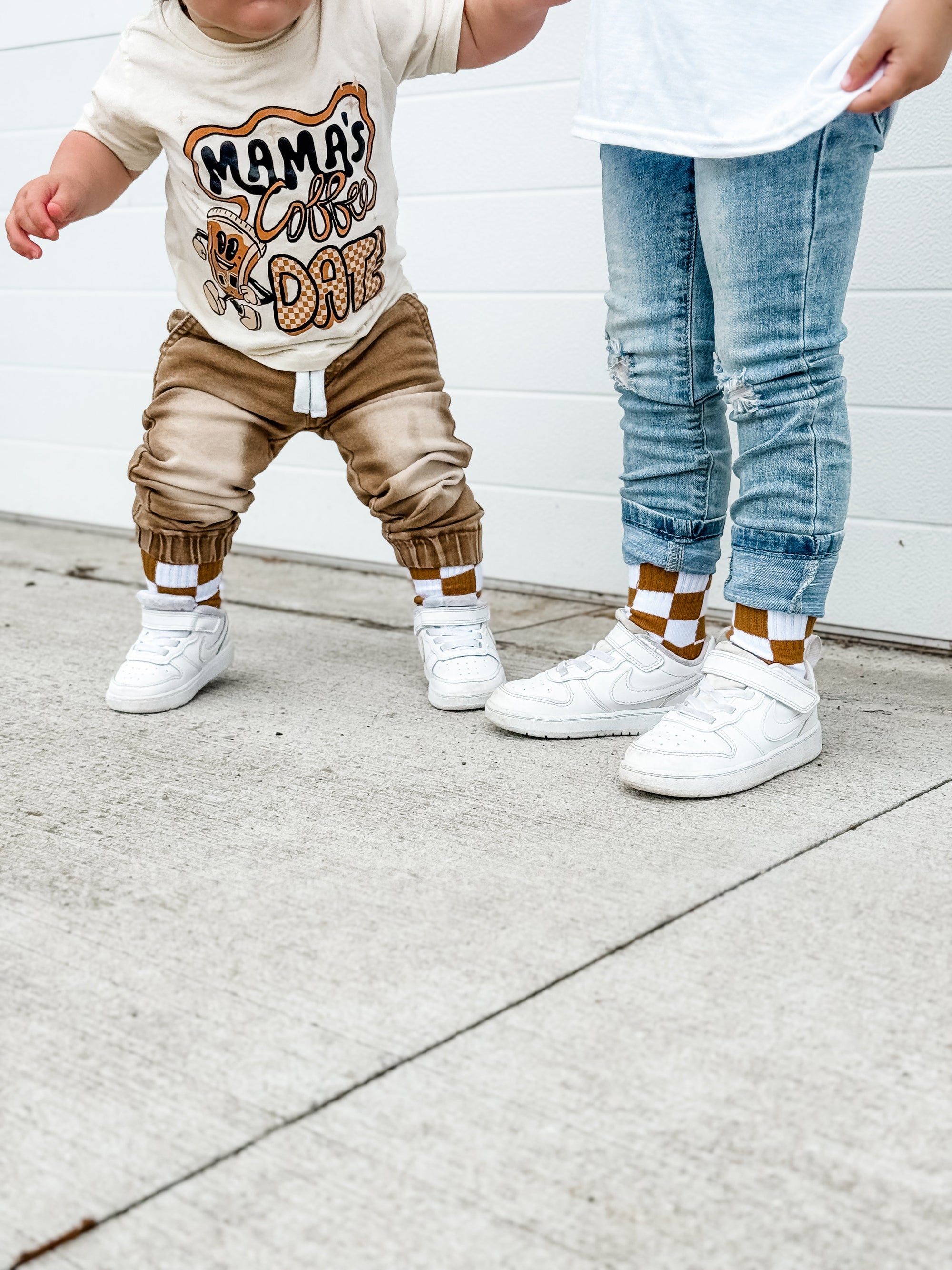 Camel Checker Crew Socks