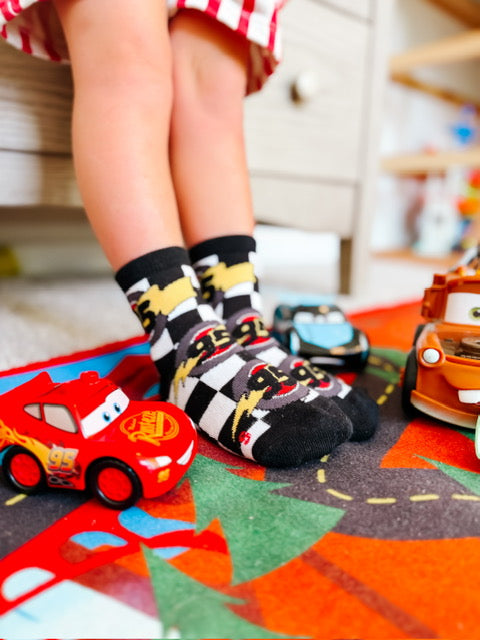 Kachow V2 Kids and Family Socks | Graphic Checker Crew Socks