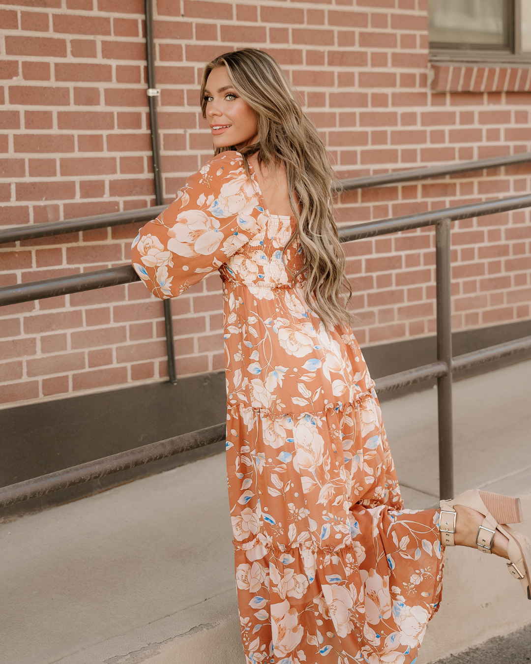 Felicity Floral Square-Neck Smocked Maxi Dress