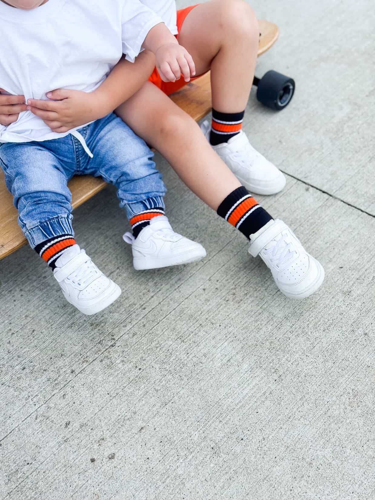 Orange Stripe Kids and Family Socks | Sport Stripe Crew Socks