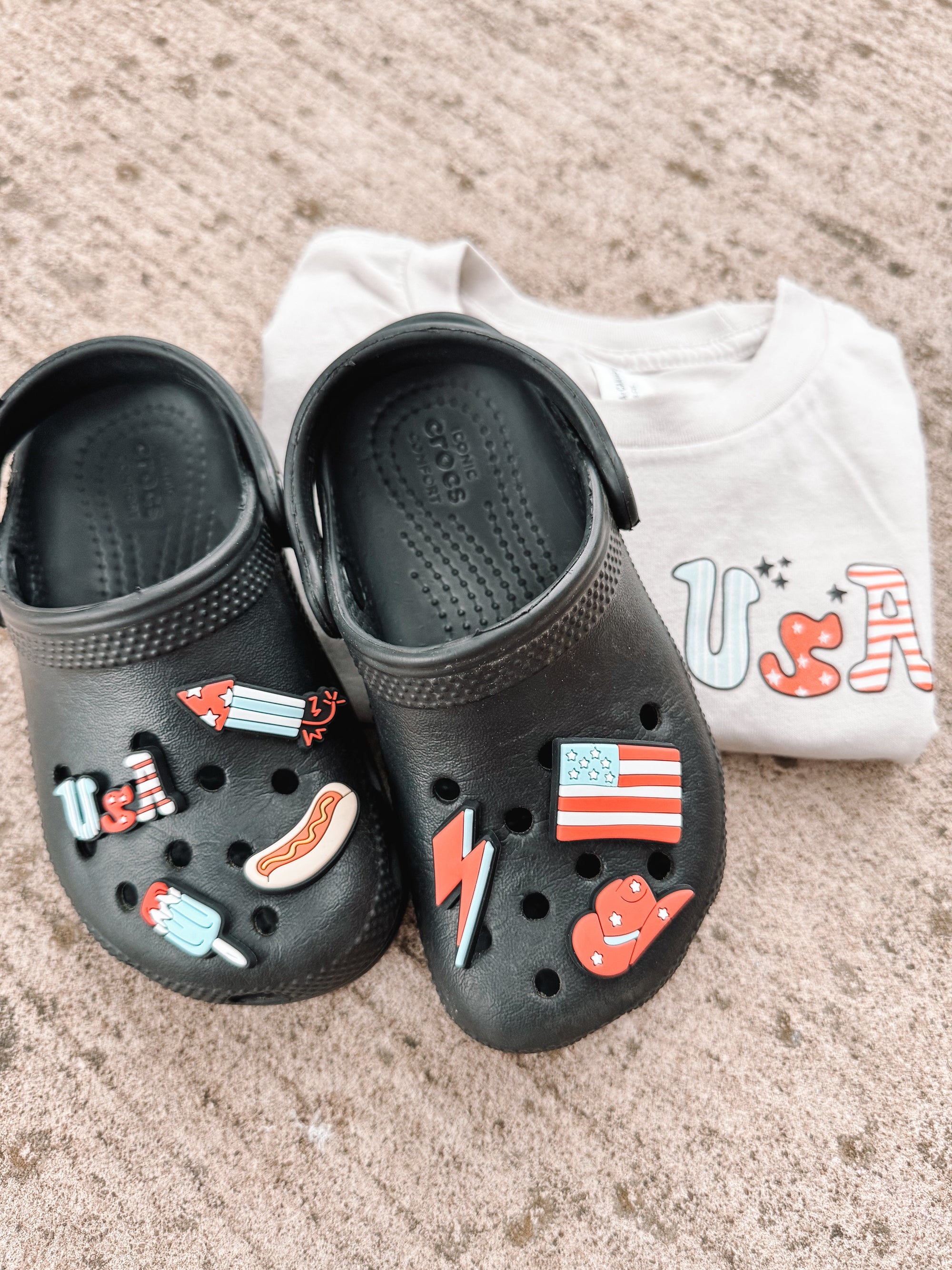 USA Retro Charms Croc Shoe Charms | Patriotic 4th of July Accessories for Kids &amp; Adults
