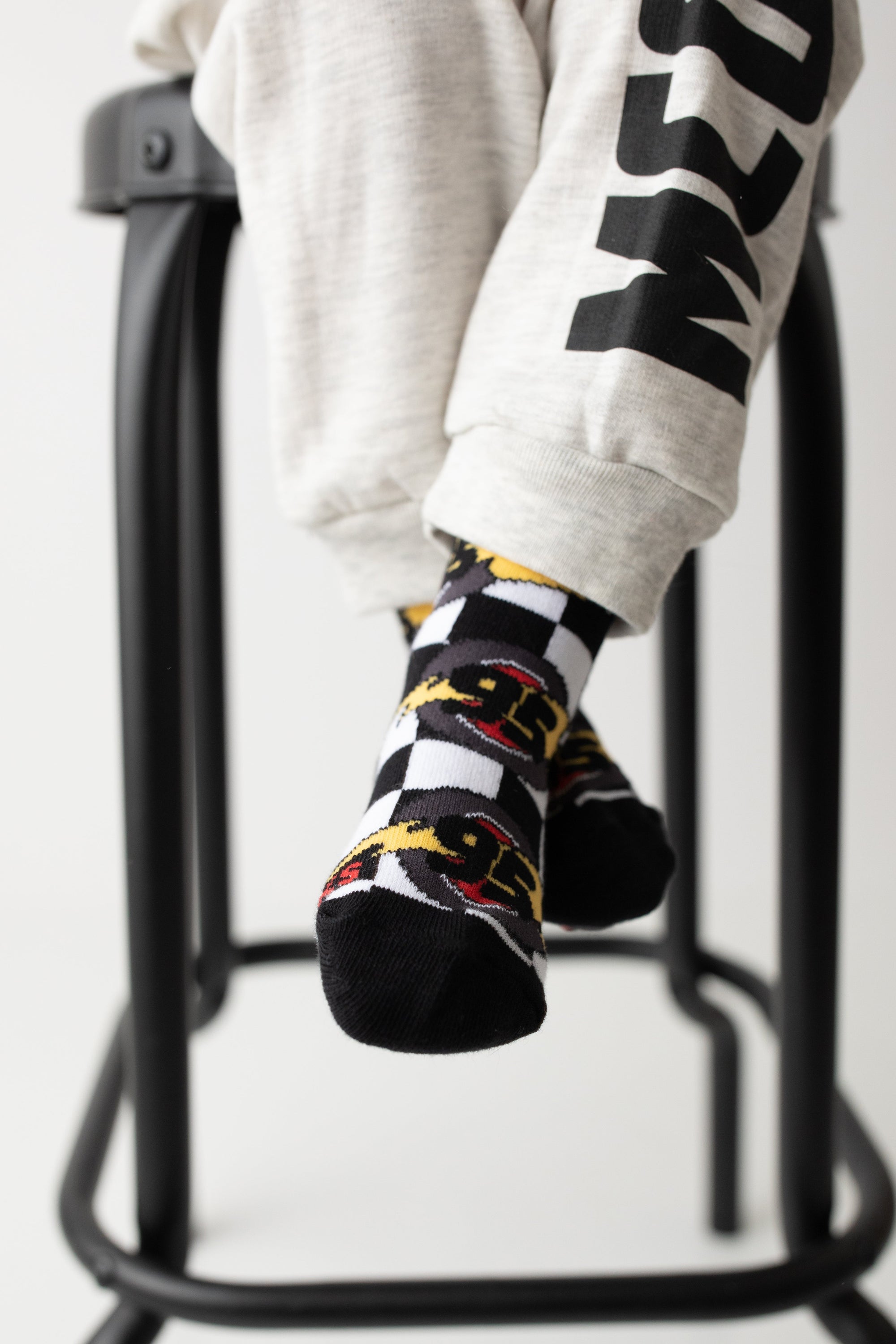 Kachow V2 Kids and Family Socks | Graphic Checker Crew Socks