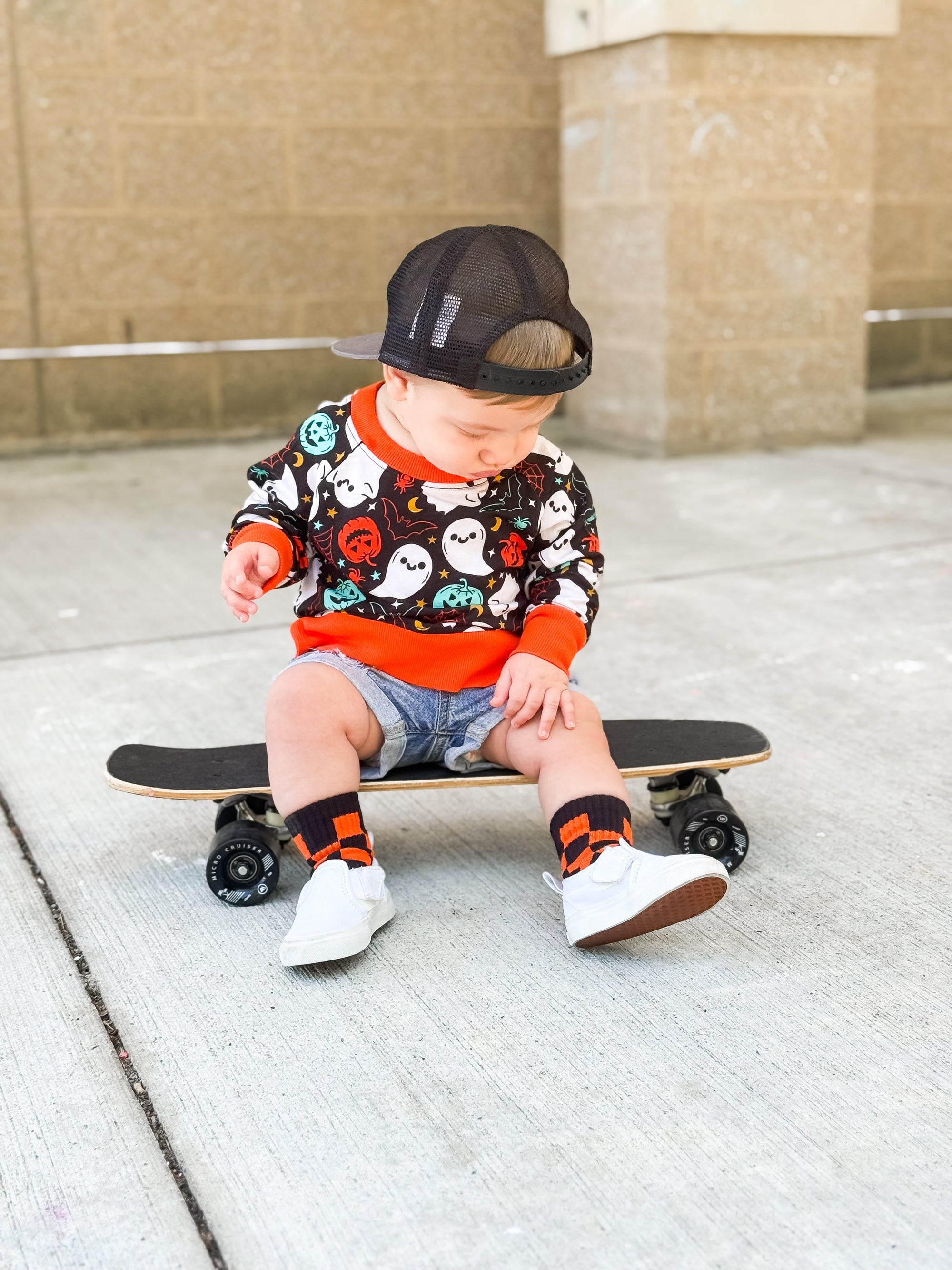 Orange and Black Check Kids and Family Socks | Checker Crew Socks