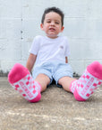 Pink Checkered Kids Socks | Trendy Toddler & Youth Crew Socks