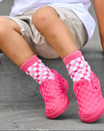 Pink Checkered Kids Socks | Trendy Toddler & Youth Crew Socks