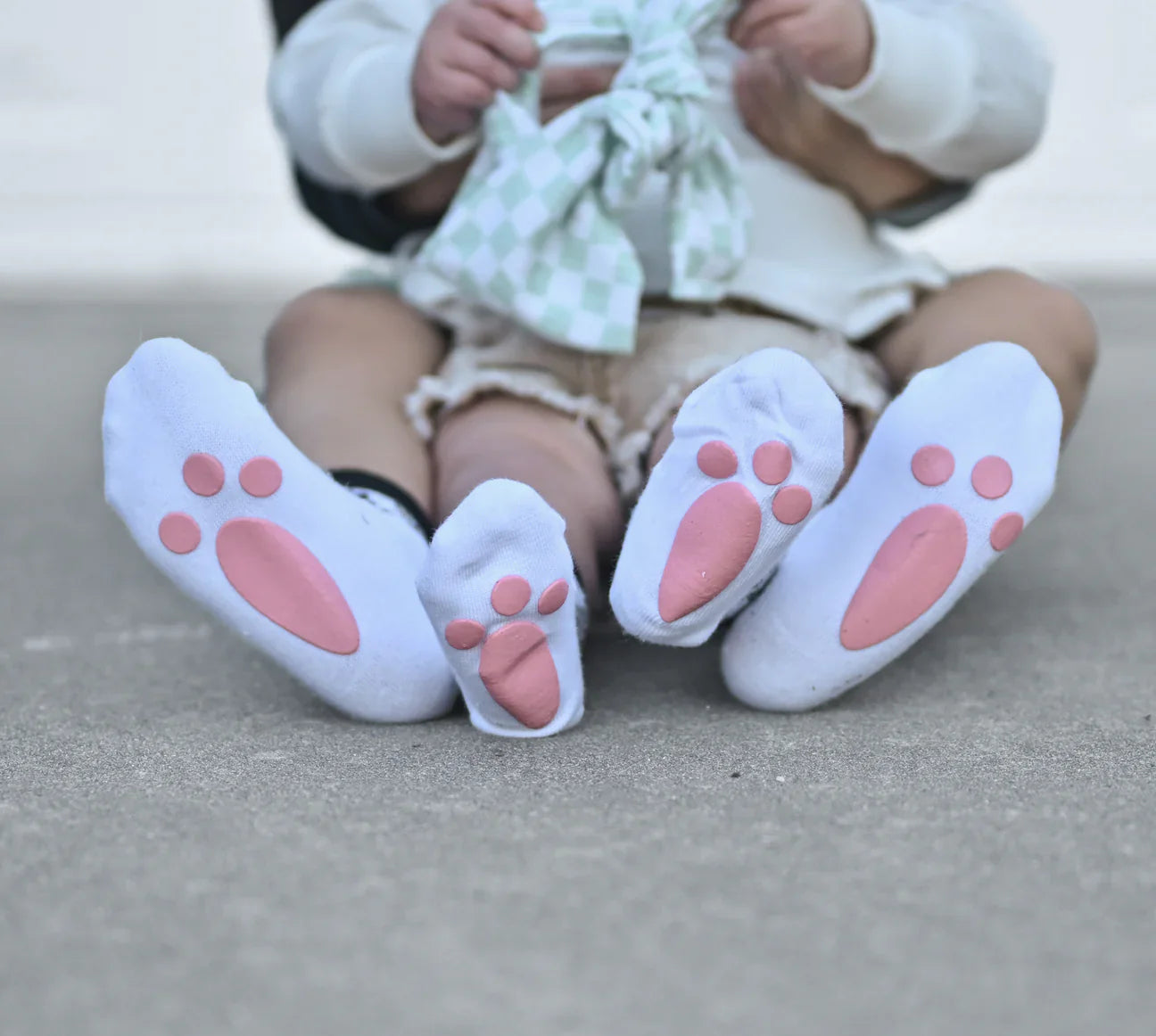 Rad Bunny with Pink Bunny Foot Crew Socks