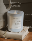 Stress Relief Soy Candle - Blue Matte Jar - 15 oz