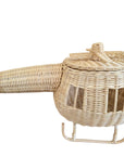 Rattan Toy Helicopter – Handcrafted Boho Pretend Play Toy for Kids | Montessori Airplane Nursery Decor