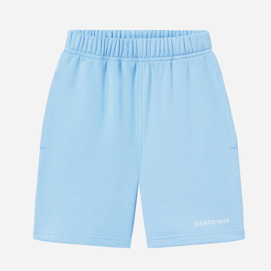 Light blue shorts on a white background