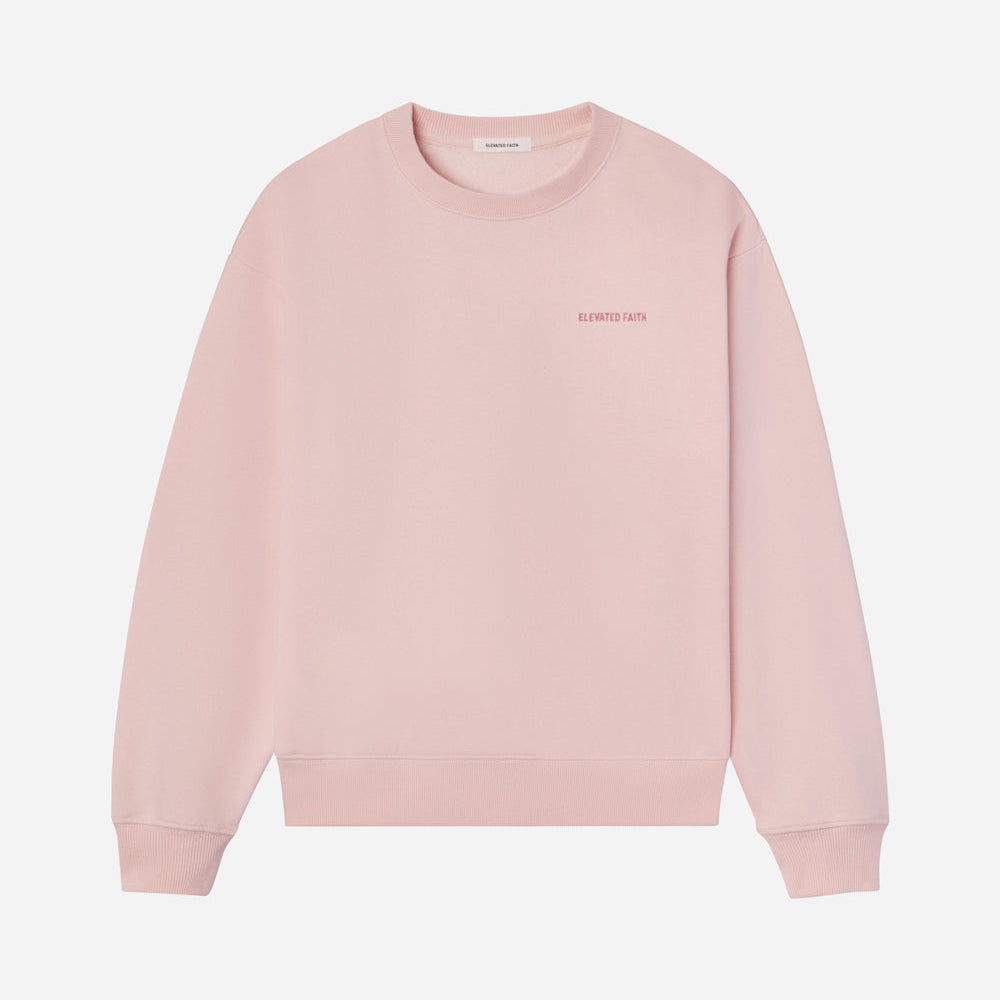 Pink sweatshirt with brand logo on a white background