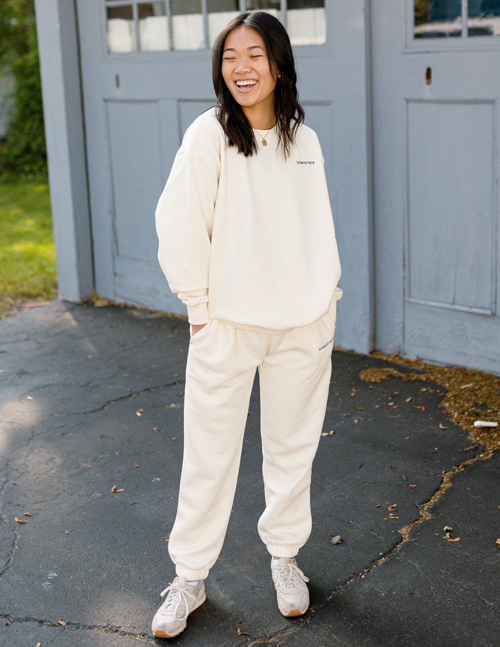 The Basics White Sand Sweatpants | Relaxed Premium Fleece Joggers