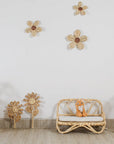 Rattan Daisy Wall Decor | Boho Nursery Wall Art | Kids Room Flower Wall Hanging | Handmade Natural