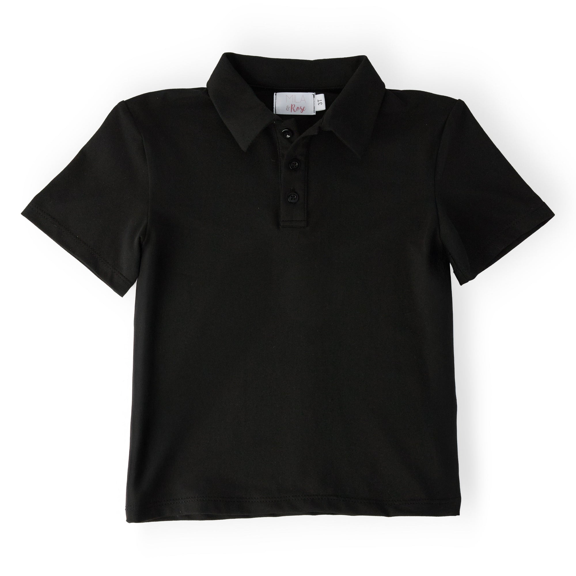 Black polo shirt on a white background