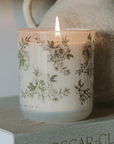 Green Delft Soy Candle - White Translucent Tinted Glass Jar - 12 oz (Lavender and Sage)