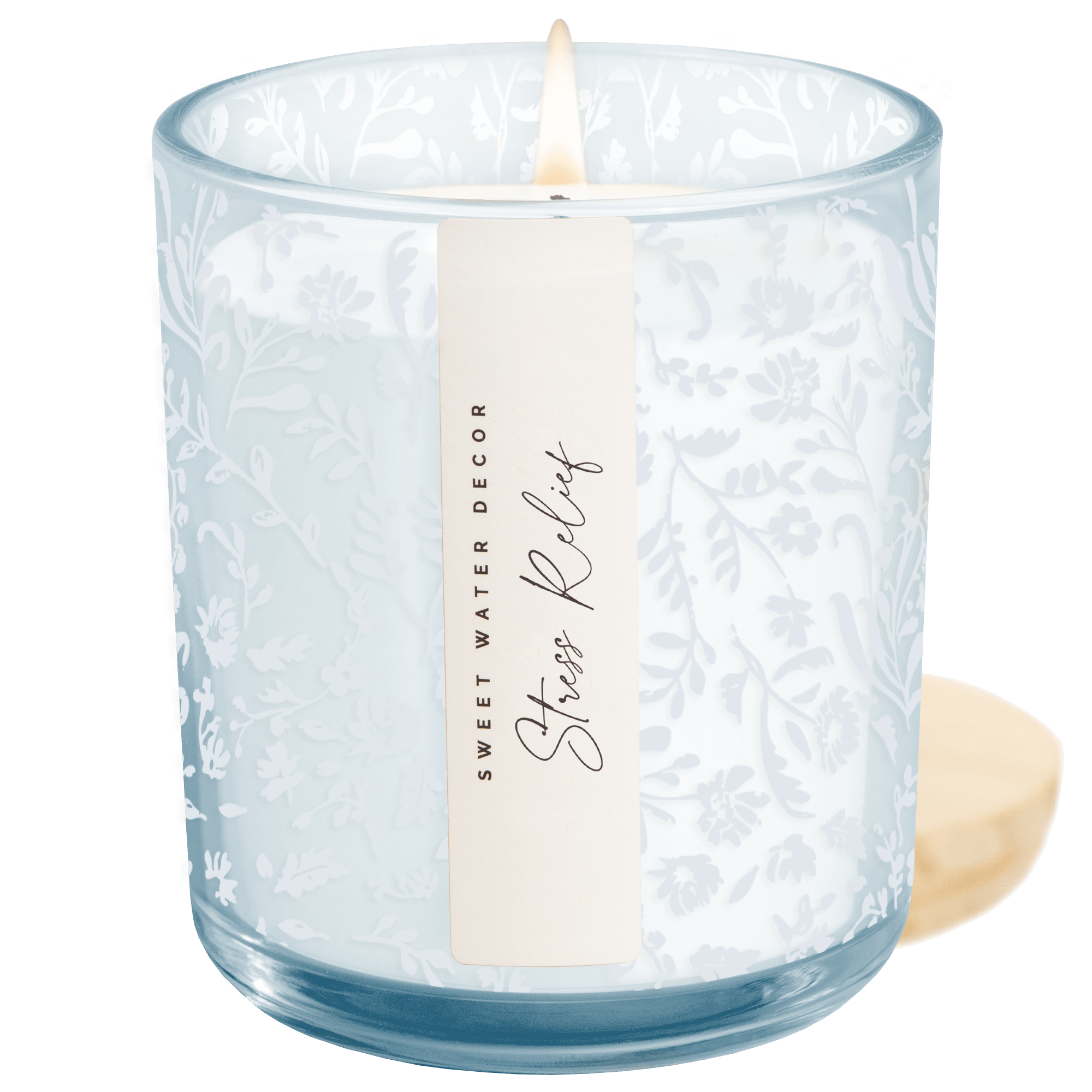 Stress Relief Soy Candle - Blue Tinted Glass Jar - 12 oz