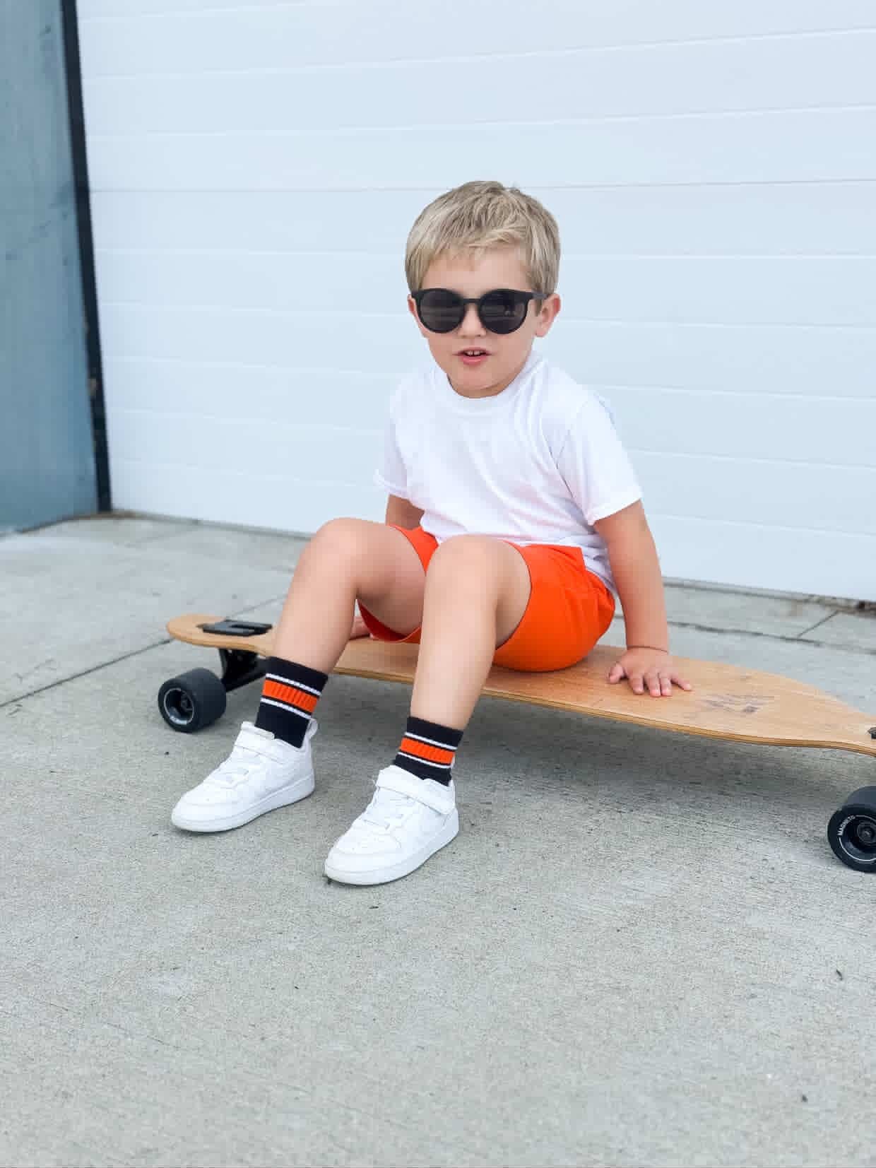 Orange Stripe Kids and Family Socks | Sport Stripe Crew Socks
