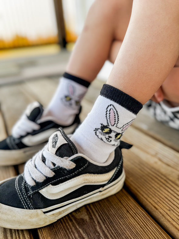 Rad Bunny with Pink Bunny Foot Crew Socks