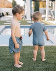 Navy Gingham Swim Shorts