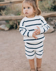 Navy Stripe Knit Shorts