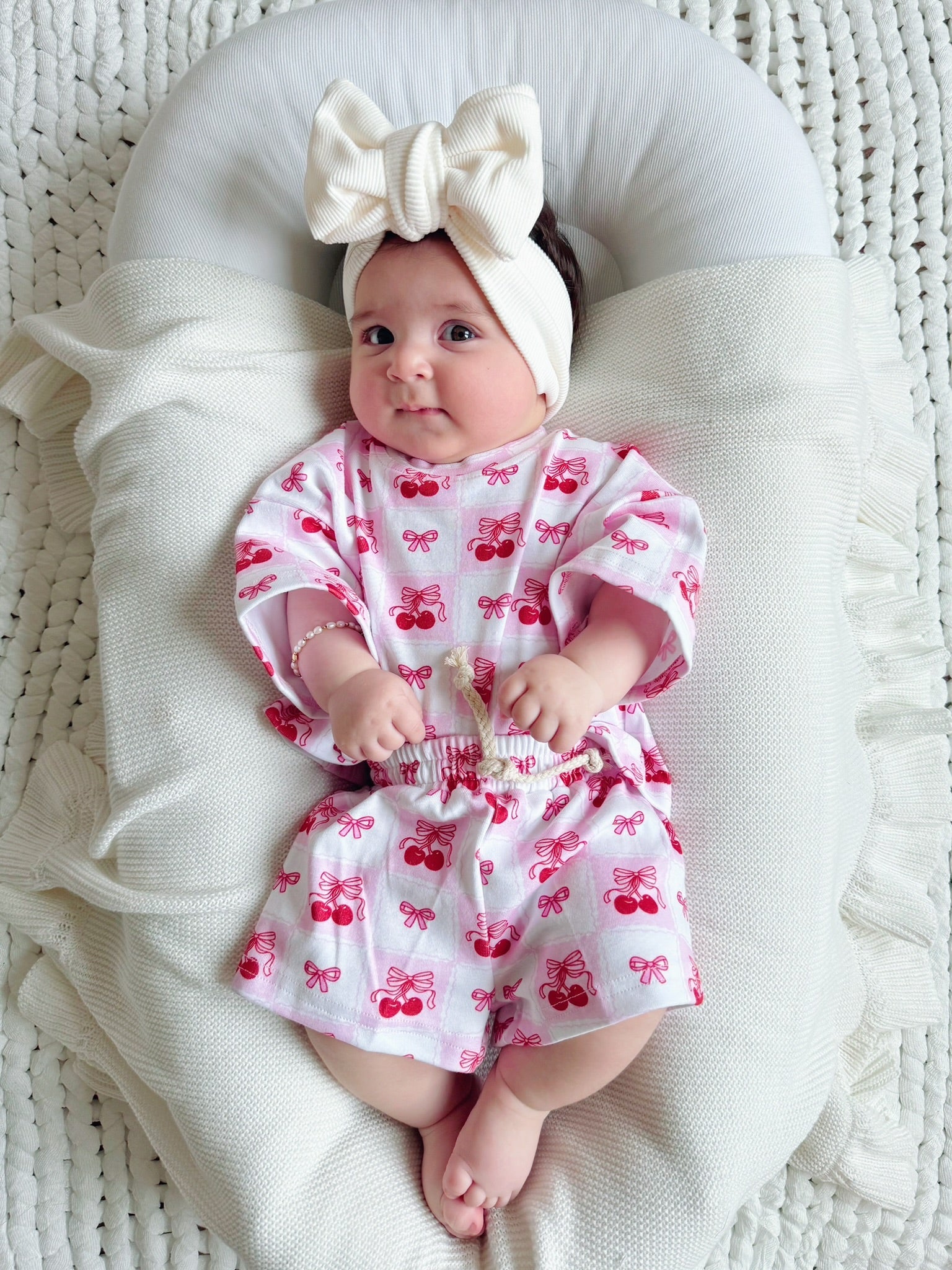 Checkered Cherry Kids Shorts Set Cotton Two Piece Outfit
