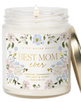 Best Mom Ever Soy Patterned Candle - Clear Jar - 9 oz (Wildflowers and Salt)