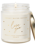 Love You Soy Candle Patterned - Clear Jar - 9 oz (Driftwood and Mahogany)