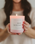 Best Mom Ever Soy Candle - Pink Matte Jar - 15 oz (Wildflowers and Salt)