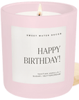 Happy Birthday Soy Candle - Pink Matte Jar - 15 oz (Vanilla Buttercream)