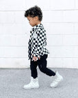 Cotton Shacket | Smiley Checkered Black