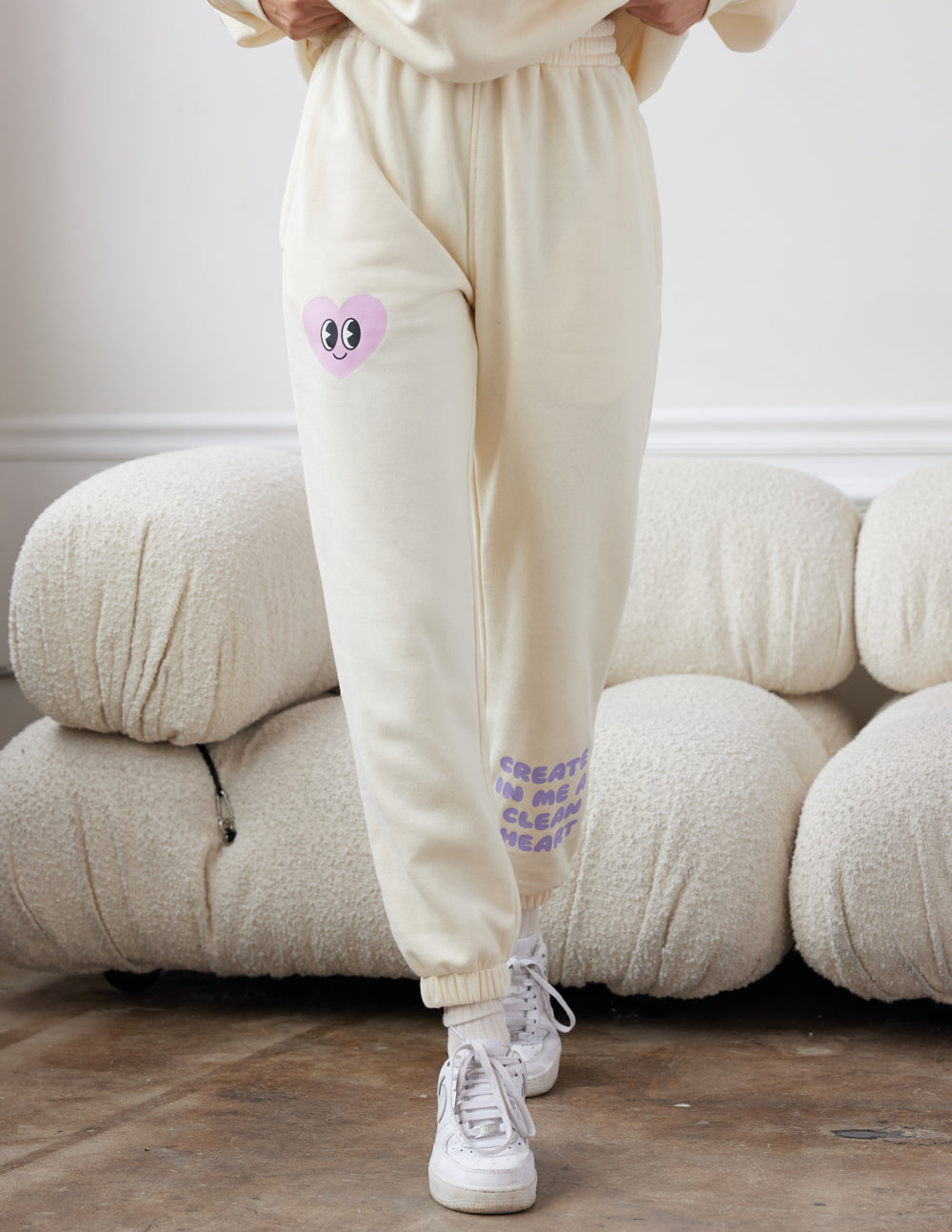 Create in Me a Clean Heart Unisex Sweatpants | Relaxed Christian Joggers | Ivory