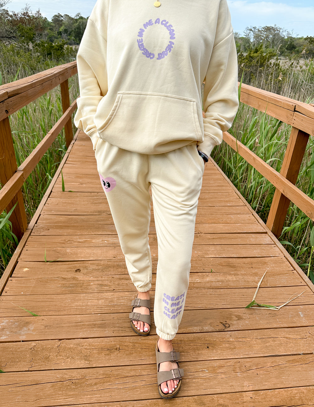 Create in Me a Clean Heart Unisex Sweatpants | Relaxed Christian Joggers | Ivory